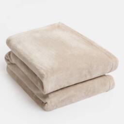 OHS Ultra Soft Flannel Fleece Throw Blanket in Light Brown - Size: 200 cm x 240 cm - thumbnail 2