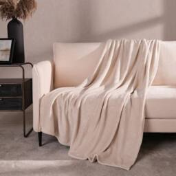 OHS Ultra Soft Flannel Fleece Throw Blanket in Light Brown - Size: 200 cm x 240 cm