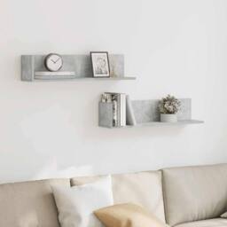 Berkfield Home Wall Shelves 2 pcs Concrete Grey 75x16.5x16.5 cm Engineered Wood - thumbnail 3