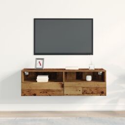 Berkfield Home TV Wall Cabinet Old Wood 100x30x30 cm Engineered Wood in Brown - Size: 100 x 30 x 30 cm - thumbnail 4