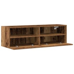 Berkfield Home TV Wall Cabinet Old Wood 100x30x30 cm Engineered Wood in Brown - Size: 100 x 30 x 30 cm - thumbnail 5
