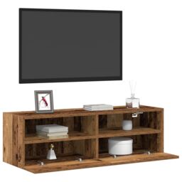 Berkfield Home TV Wall Cabinet Old Wood 100x30x30 cm Engineered Wood in Brown - Size: 100 x 30 x 30 cm - thumbnail 3