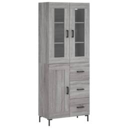 Berkfield Home Highboard Grey Sonoma 69.5x34x180 cm Engineered Wood - thumbnail 1