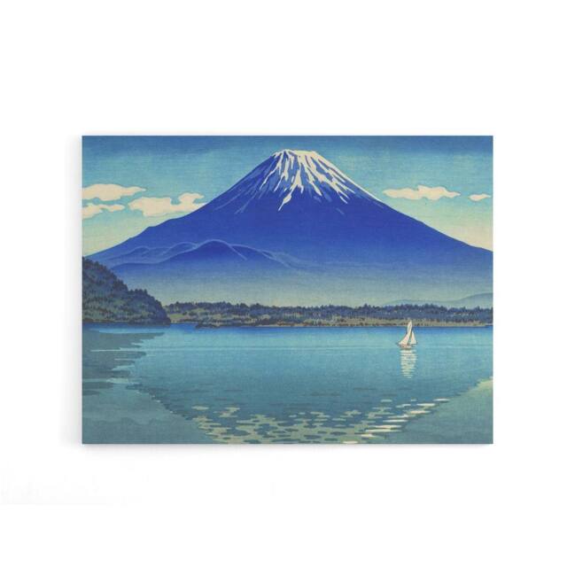 "Artery8 Koitsu Lake Shoji Mount Fuji Canvas Japanese Wall Art in Blue - Size: W18"" x H24""" - image 1