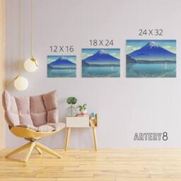 "Artery8 Koitsu Lake Shoji Mount Fuji Canvas Japanese Wall Art in Blue - Size: W18"" x H24""" - thumbnail 4