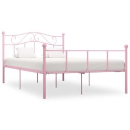 Berkfield Home Bed Frame Pink Metal 140x200 cm - thumbnail 1