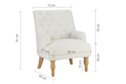 Birlea Fabric Arm Chair Padstow Easy Chair Traditional Accent in White - thumbnail 6