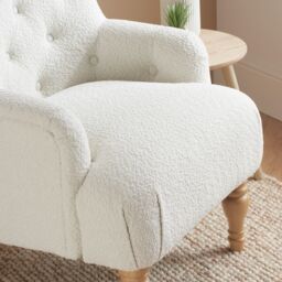 Birlea Fabric Arm Chair Padstow Easy Chair Traditional Accent in White - thumbnail 3
