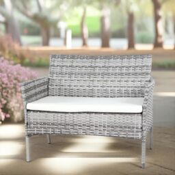 FURNOS Set of 4 Wicker Garden Bistro Furniture Set in Black - thumbnail 5