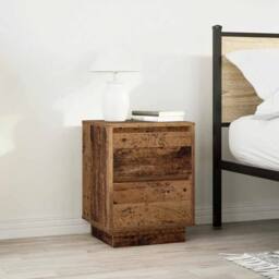 Berkfield Home Bedside Cabinet with LED Lights¬†Old Wood 38x34x50 cm - Size: 38 x 34 x 50 cm - thumbnail 4