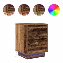 Berkfield Home Bedside Cabinet with LED Lights¬†Old Wood 38x34x50 cm - Size: 38 x 34 x 50 cm - thumbnail 1