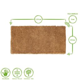 Nicola Spring Premium Handmade Coir Door Mat - 120 x 60cm in Brown - Size: 60 cm x 120 cm - thumbnail 3