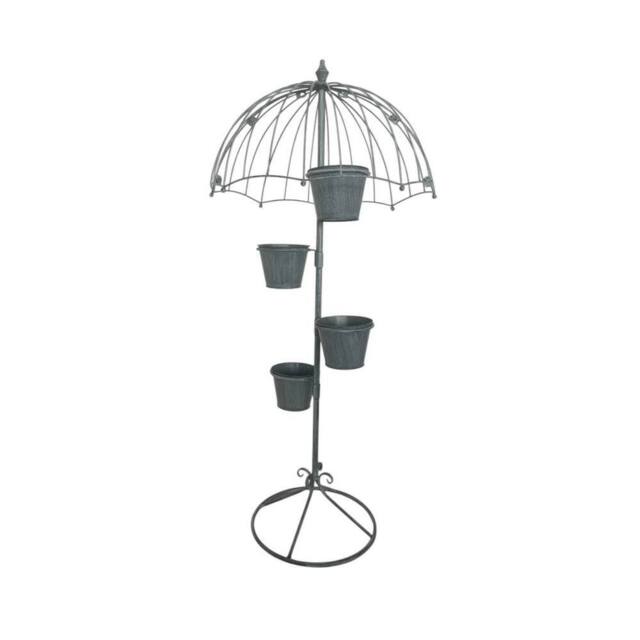 FLAVORA Metal Plant Pot Stand Holder Indoor Outdoor Garden in Grey - Size: 100g - image 1