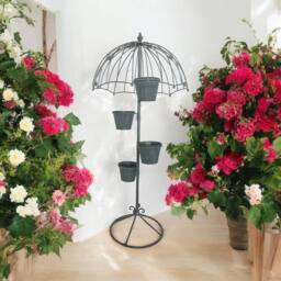 FLAVORA Metal Plant Pot Stand Holder Indoor Outdoor Garden in Grey - Size: 100g - thumbnail 4