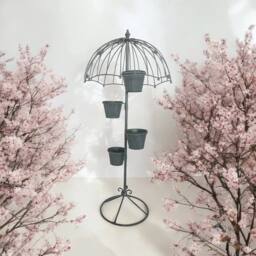 FLAVORA Metal Plant Pot Stand Holder Indoor Outdoor Garden in Grey - Size: 100g - thumbnail 2