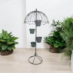 FLAVORA Metal Plant Pot Stand Holder Indoor Outdoor Garden in Grey - Size: 100g - thumbnail 5