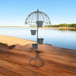 FLAVORA Metal Plant Pot Stand Holder Indoor Outdoor Garden in Grey - Size: 100g - thumbnail 3