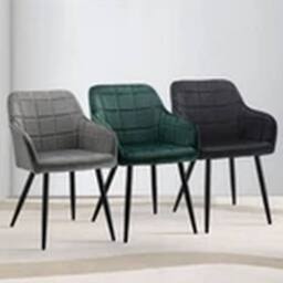 Havendro Black 2X Velvet Dining Chairs - Metal Legs, Padded Sea - thumbnail 3