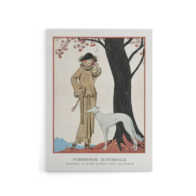 "Artery8 Autumn Symphony Fashion Worth Advert Barbier Canvas Wall Art in White - Size: W18"" x H24""" - image 1