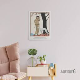 "Artery8 Autumn Symphony Fashion Worth Advert Barbier Canvas Wall Art in White - Size: W18"" x H24""" - thumbnail 3