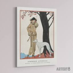 "Artery8 Autumn Symphony Fashion Worth Advert Barbier Canvas Wall Art in White - Size: W18"" x H24""" - thumbnail 2