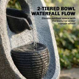EONLION Water Feature with 2-Tier Bowls in Grey - Size: 100 cm - thumbnail 4