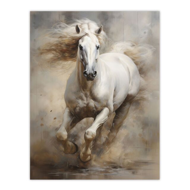 "Artery8 The Race By Tom French Galloping Horse Majestic Powerful Modern Unframed Wall Art Print Poster Home Decor Premium - Size: W12"" x H16""" - image 1