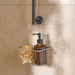 OHS Metal Shower Caddy Hanging Shampoo Organiser Storage in Metallic Silver
