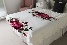 Benjamin Tate Design Open Roses Blanket in Natural - Size: 120 cm x 150 cm - thumbnail 3