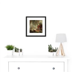 Artery8 Pieneman Inauguration King William II Amsterdam 8X8 Inch Square Wooden Framed Wall Art Print Picture with Mount in Black - thumbnail 2