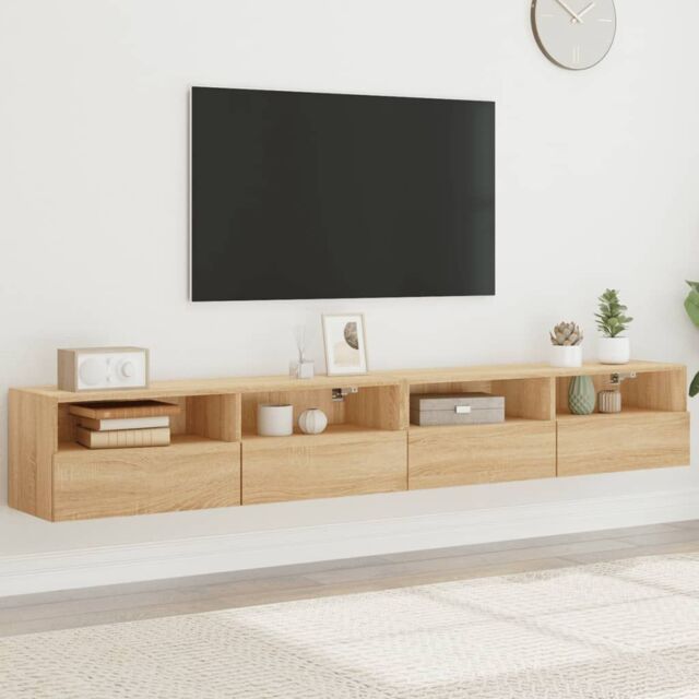 Berkfield Home TV Wall Cabinets 2 pcs Sonoma Oak 100x30x30 cm Engineered Wood in Brown - Size: 100 x 30 x 30 cm - image 1
