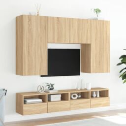 Berkfield Home TV Wall Cabinets 2 pcs Sonoma Oak 100x30x30 cm Engineered Wood in Brown - Size: 100 x 30 x 30 cm - thumbnail 4
