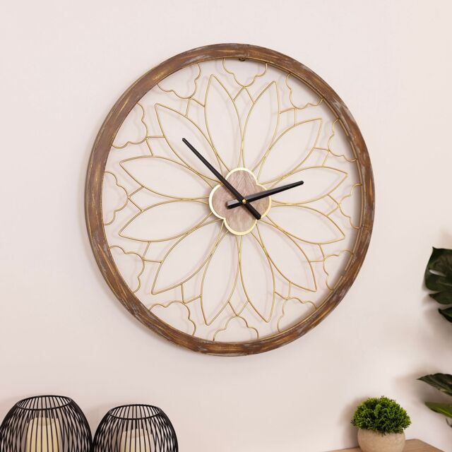Charles Bentley Ullswater Indoor Outdoor Round Skeleton Wall Clock 60cm in Natural - image 1