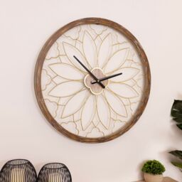 Charles Bentley Ullswater Indoor Outdoor Round Skeleton Wall Clock 60cm in Natural - thumbnail 1