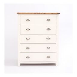 Cabinet Bits Lovere 5 Drawer Chest of Drawers Chrome Cup Handle in Off-White - thumbnail 1