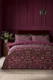 Catherine Lansfield Richmond Floral Reversible Duvet Cover Set in Plum - Size: Single - thumbnail 1