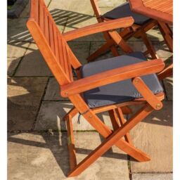 Cheshire 6 Seater Wooden Garden Dining Set With Grey Cushions in Brown - thumbnail 3