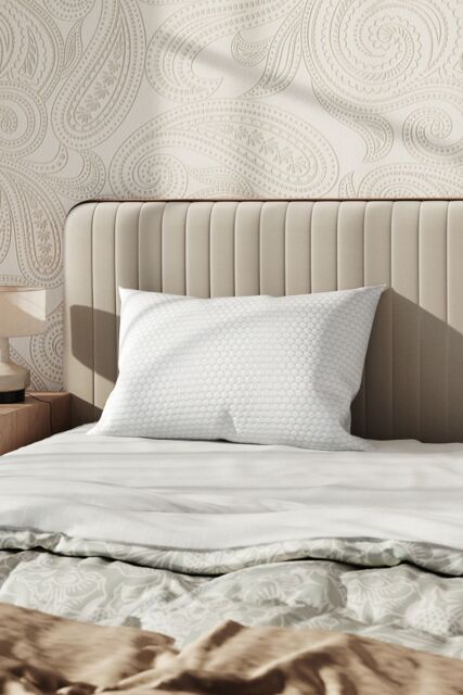 Garden Sanctuary Honeycomb Pattern Bamboo Fiber Shredded Sponge Queen Size Memory Pillow in White - image 1