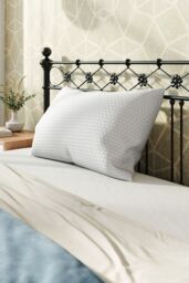 Garden Sanctuary Honeycomb Pattern Bamboo Fiber Shredded Sponge Queen Size Memory Pillow in White - thumbnail 2