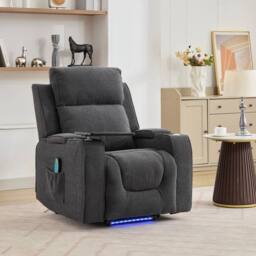 Artemis Home Cowley Electric Riser Recliner Chair with Massage, Heat & Cup Cooler in Dark Grey - Size: Armchair - thumbnail 4