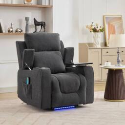 Artemis Home Cowley Electric Riser Recliner Chair with Massage, Heat & Cup Cooler in Dark Grey - Size: Armchair - thumbnail 3