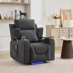 Artemis Home Cowley Electric Riser Recliner Chair with Massage, Heat & Cup Cooler in Dark Grey - Size: Armchair - thumbnail 5