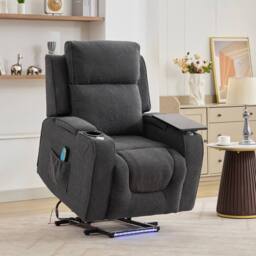 Artemis Home Cowley Electric Riser Recliner Chair with Massage, Heat & Cup Cooler in Dark Grey - Size: Armchair - thumbnail 9