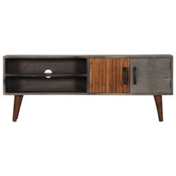 Berkfield Home TV Cabinet Grey 130x30x46 cm Solid Rough Mango Wood - Size: 130 x 30 x 46 cm - thumbnail 1