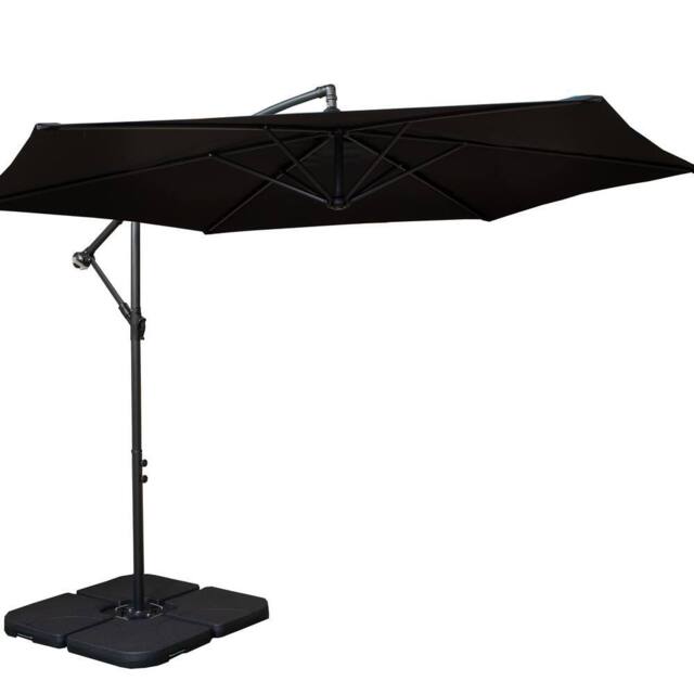 Samuel Alexander 3m Cantilever Banana Black Parasol. Crank Handle & Base Weights - image 1