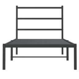 Berkfield Home Metal Bed Frame without Mattress with Headboard Black 90x200cm - Size: 90x200 cm - thumbnail 5