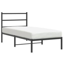 Berkfield Home Metal Bed Frame without Mattress with Headboard Black 90x200cm - Size: 90x200 cm - thumbnail 1