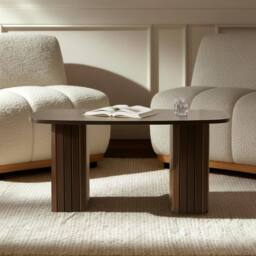 OHS Madison Ribbed Long Coffee Table Living Room Office End Side Table in Walnut - thumbnail 2