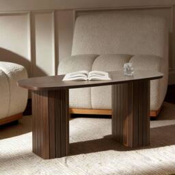 OHS Madison Ribbed Long Coffee Table Living Room Office End Side Table in Walnut