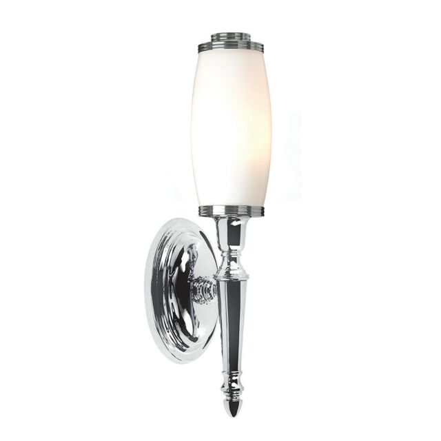 Loops IP44 Wall Light Enclosed Long Glass Shade LED Inc Polished Chrome LED G9 3.5W in Clear